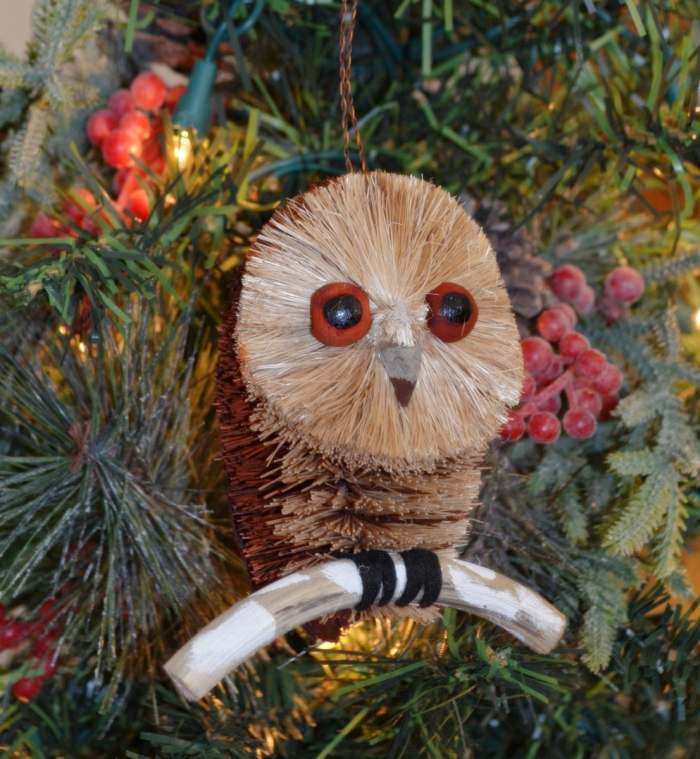 Brushart Bristle Brush Bird Ornament Spotted Owl